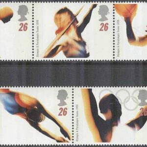 England – M 1642-1646 OS i Atlanta 1996 bla Simning – OS 100 år, 2 + 3-strip kpl **