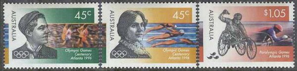 Australien - M 1579-1581 OS & Paralympics i Atlanta 1996 & OS 100 år, 3 kpl **