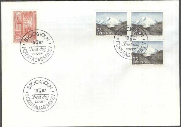 Sverige - FDC 1967-03-15 - Fjället-Uppsala Domkyrka, 4 kpl