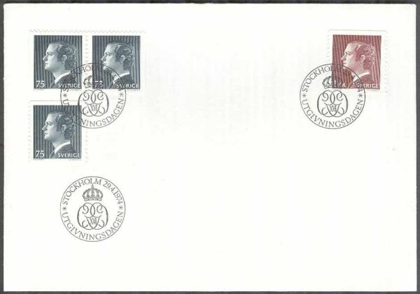 Sverige - FDC 1974-04-29 - Carl XVI Gustaf, typ I, 4 kpl