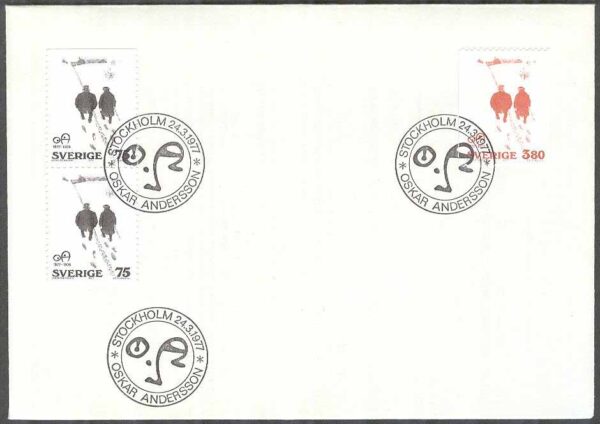 Sverige - FDC 1977-03-24 - Oskar Andersson - Tecknare, 3 kpl