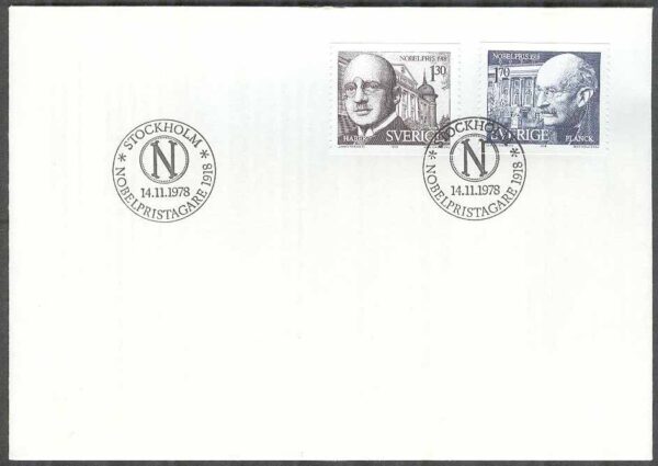 Sverige - FDC 1978-11-14 - Nobelpristagare 1918, 2 kpl