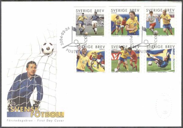 Sverige - FDC 2004-03-26 - Svensk Fotboll, 6 kpl Vinjett 1