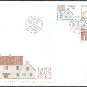 Sverige – FDC 2004-08-19 – Landskapshus 2, 3 kpl Vinjett 1