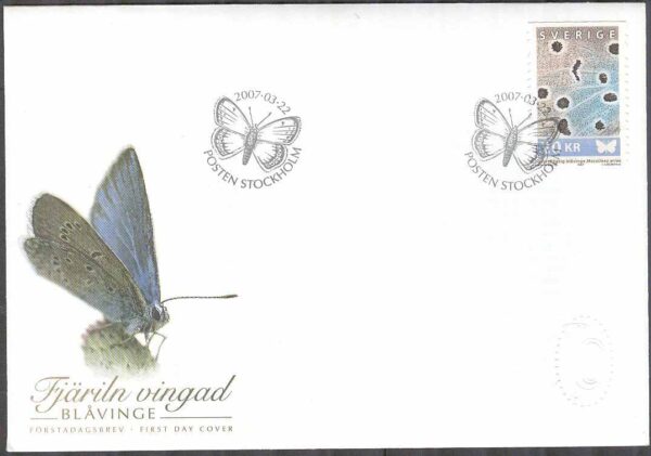 Sverige - FDC 2007-03-22 - Fjäriln vingad, 1 kpl Vinjett 1