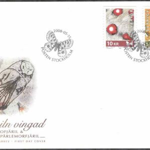 Sverige – FDC 2008-05-15 – Fjäriln vingad, 2 kpl Vinjett 1