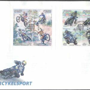 Sverige – FDC 2002-10-05 – Motorsport, 2 st 4-Block kpl Vinjett 1
