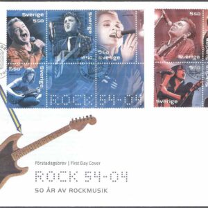 Sverige – FDC 2004-10-02 – Rock 54-04- Rockmusik, 8 + Zf kpl Vinjett 2
