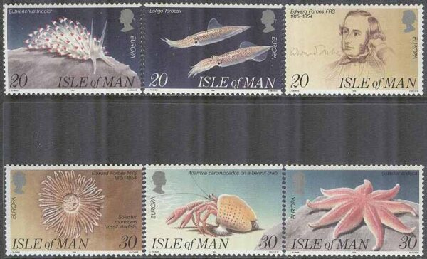 Isle of Man - M  587-592 Europa CEPT 1994 Havsdjur, 6 kpl **