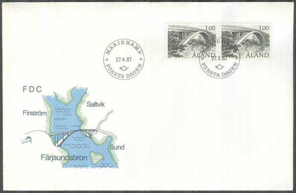 Åland - FDC 1987-04-27 - Färjsundsbron, 1 kpl v1 Vinjett 1