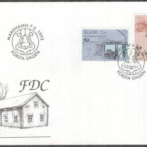 Åland – FDC 1993-05-07 – Norden II. Turistmål bla Spelman – Musik, 2 kpl Vinjett 1