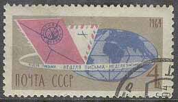Sovjet – M 2959 Internationella brevveckan 1964 – Brev & Jordglob, 1 kpl stpl
