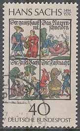 Tyskland – M  877 Hans Sachs död i 400 år – Diktare, 1 kpl stpl