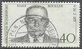 Tyskland – M  832 Hans Böckler 100 år – Fackföreningspamp, 1 kpl stpl