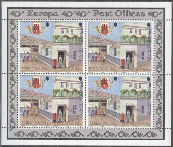 Gibraltar - M  590-593 Europa CEPT 1990 Postbyggnader, 2 st Miniark kpl **