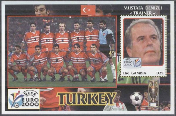 Gambia - M BL 490 EM i Fotboll i Belgien & Holland 2000 Turkiet, Block **