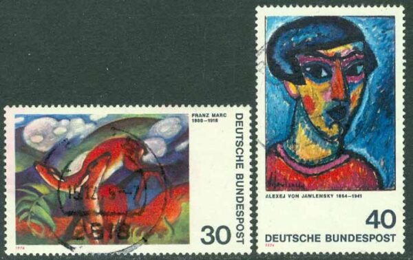 Tyskland - M  798-799 Tysk konst av bla Franz Marc, 2 kpl stpl