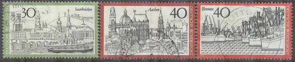 Tyskland - M  787-789 Båtar & Hamnar i bla Bremen, 3 kpl stpl