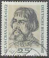 Tyskland – M  718 Lucas Cranach d. Ä 500 år – Konstnär, 1 kpl stpl
