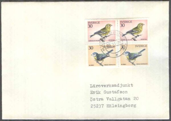 Sverige - FDC 1970-11-20 - Svenska fåglar, 4-Block, Adressat Privat stämplat