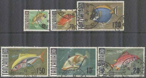 Tanzania - M   24, 27, 29-30, 33-34 Fiskar blaGuldgrouper, 6 olika stpl