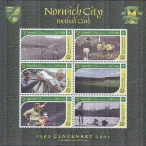 Grenada – M 5047-5052 Brittiska Fotbollslag – Norwich City  FC, Miniark kpl **
