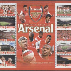 Grenada – M 5821-5830 Brittiska Fotbollslag – Arsenal FC, Miniark kpl **