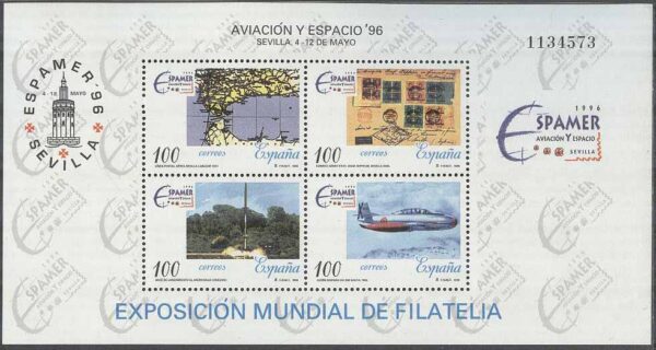 Spanien - M BL  65 Utställning  ESPAMER 96  - Flyg & Rymd, Block **