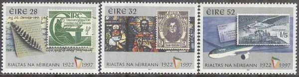 Irland - M 1022-1024 Republiken Irland 75 år III - Frimärke på Frimärke bla Flyg, 3 kpl **