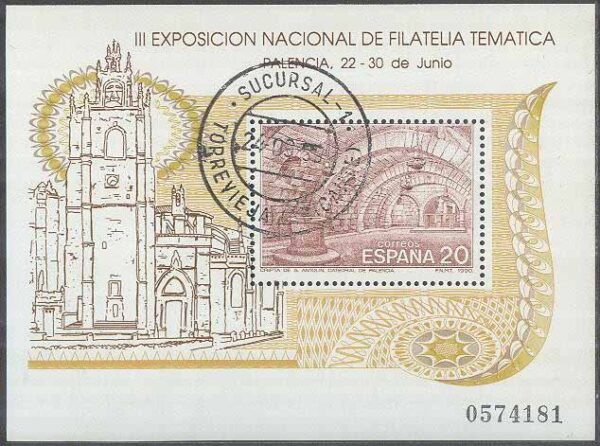 Spanien - M BL  37 Nationell Frimärksutställning FILATEM 90 - Krypta, Block stpl