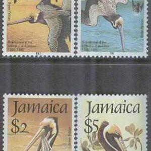 Jamaica – M  603-606 Fåglar – Brun pelikan – J J Audubon 200 år, 4 kpl **