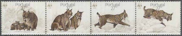 Portugal - M 1741-1744 Kattdjur - Lodjur - Naturskydd - WWF, 4-strip kpl **