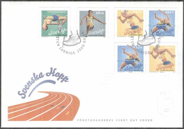 Sverige - FDC 2006-05-04 Svenska hopp - Sport, 2 + 2 SX-par kpl Vinjett 1