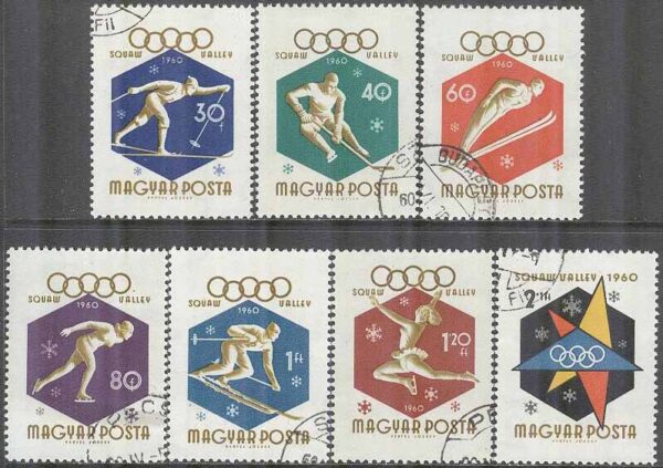 Ungern - M 1668-1674 A OS i Squaw Valley 1960 bla Ishockey & Skridsko, 7 kpl stpl