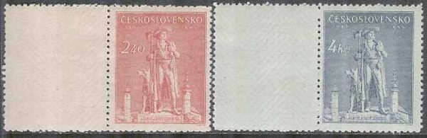 Tjeckoslovakien - M  478-479  250-årsminnet av J S Kozinas avrättning (bondeupprorsledare), 2 kpl + Lf **