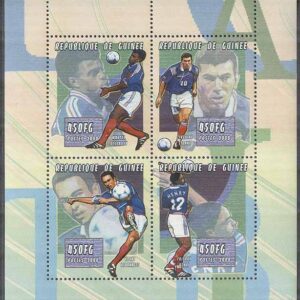 Guinea – M 2844-2847 Sport – Fotboll – Franska spelare bla T Henry, Miniark kpl **