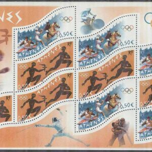 Frankrike – M 3830-3831 OS i Athen 2004 bla Tennis, Miniark kpl **