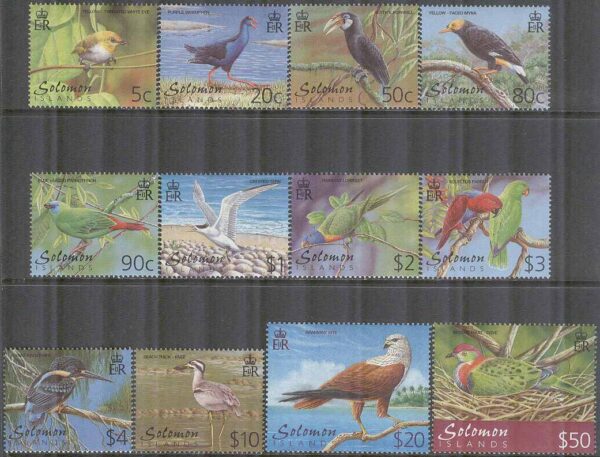 Solomon Islands - M 1033-1044 Fåglar bl.a. Papuastare, 12 kpl **