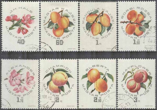 Ungern - M 2044-2051 A Nationell Aprikosutställning i Szegedin 1964, 8 kpl stpl