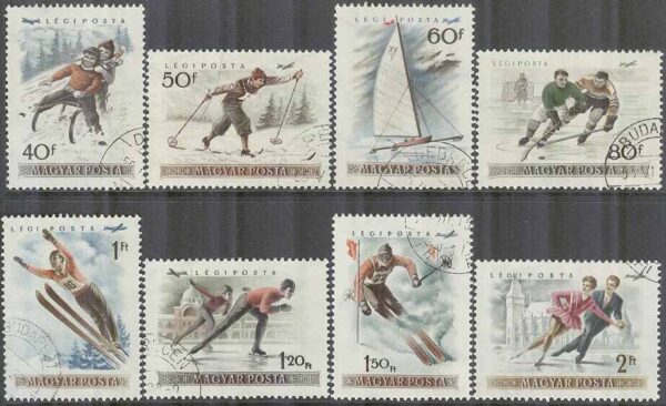 Ungern - M 1409-1416 Vintersport & EM i Koståkning & Skridsko, 8 kpl stpl