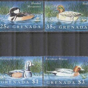 Grenada – M 2872-2875 Fåglar bla Kamskrake, 4 kpl **