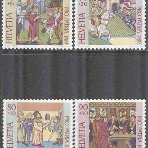 Schweiz – M 1393-1396 Pro Patria 1989 – Konst & Kultur 700 år, 4 kpl **