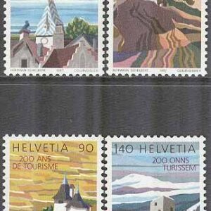 Schweiz – M 1354-1357 Turism i 200 år bla Kyrkan San Carlo, Negrentino, 4 kpl **
