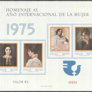 Chile – M  842-845 Internationella Kvinnoåret 1975, Minnesark kpl **
