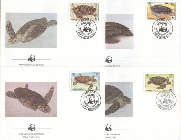 Anguilla - FDC 1983-08-10 - Havsdjur - Sköldpadda - Naturskydd - WWF, 4 kpl