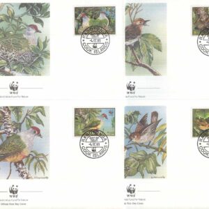 Cook Islands – FDC 1989-10-04 – Fåglar bla Rarotongamonark – Naturskydd – WWF, 4 kpl