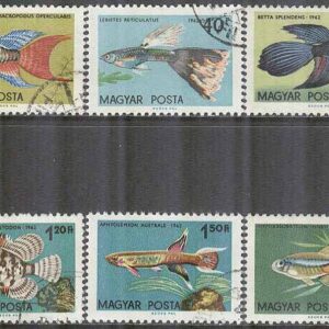 Ungern – M 1820-1829 A Akvariefiskar bla Siamesisk kampfisk, 10 kpl stpl