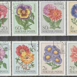 Ungern – M 2452-2459 A Trädgårdsblommor bla Dahlia, 8 kpl stpl