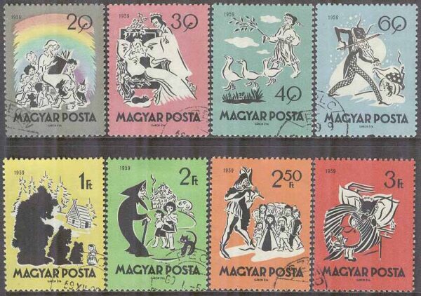 Ungern - M 1642-1649 A Sagor bla Hans & Greta, 8 kpl stpl