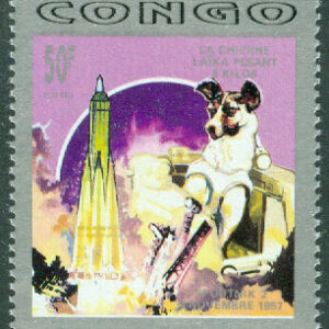 Kongo Brazzaville – M 1307A Rymdhunden Laika, 50 Fr **